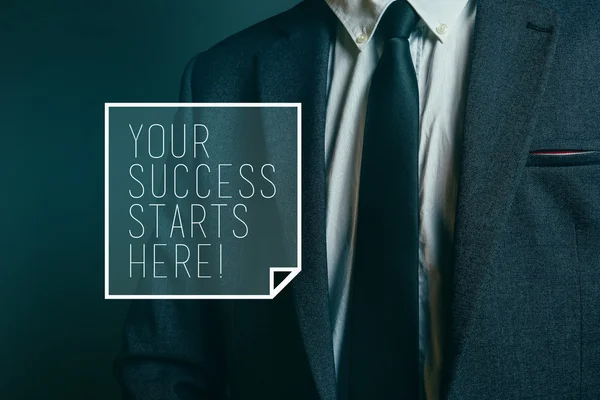 Your success starts here, motivational business message — Stock Photo, Image