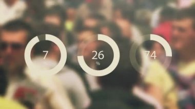 Arka planda bulanık kalabalık ile genel infographics görüntüleri