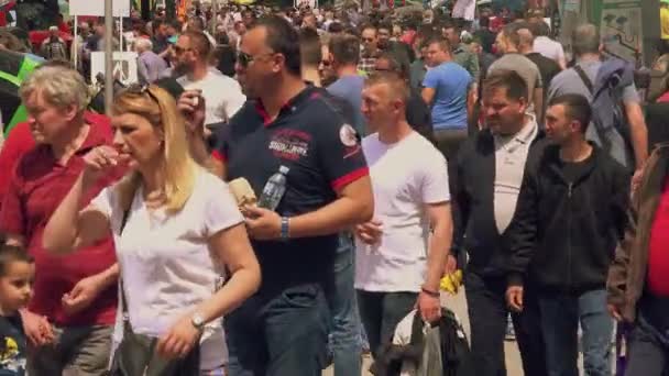 Crowd of people at 83rd Traditional Agricultural fair in Novi Sad, Serbia — Stock Video