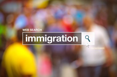 Immigration in internet browser search box clipart