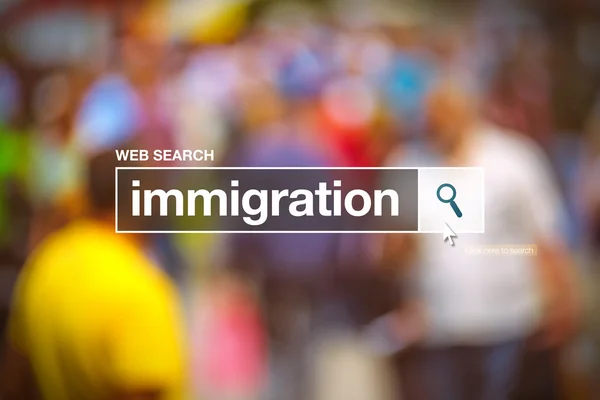 Immigration in internet browser search box — Stock Photo, Image