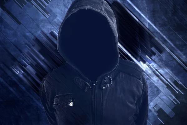 Unrecognizable hooded soccer hooligan portrait — Stock Photo, Image