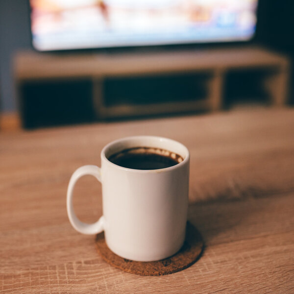 Morning coffee in white cup