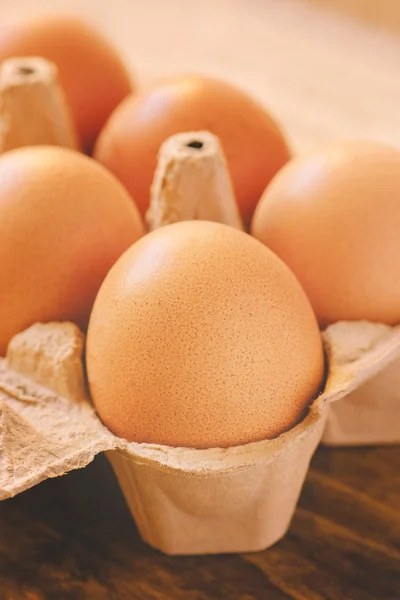 Eggs in cardboard box — Stock Photo, Image
