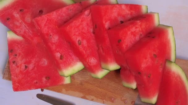 Söt vattenmelon frukt skivor — Stockvideo