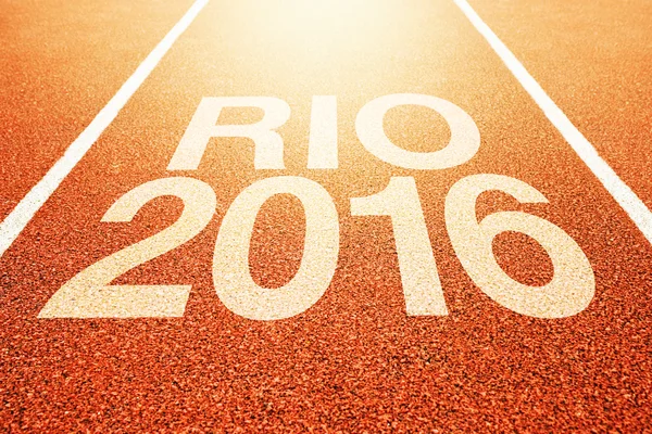 Rio Olympics 2016 title on athletic sport running track — Stock Photo, Image
