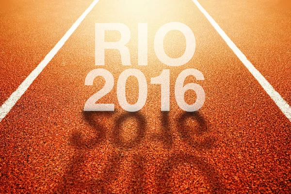 Rio Olympics 2016 title on athletic sport running track — Stock Photo, Image