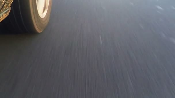 Driving car on an open road, slow motion — Stock Video