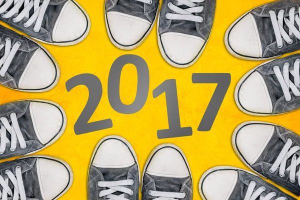 Boldog új 2017-ig, a fenti cipők — Stock Fotó