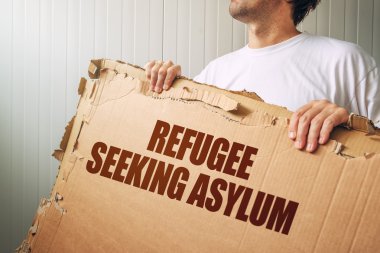 Refugee seeking asylum in foreign country clipart