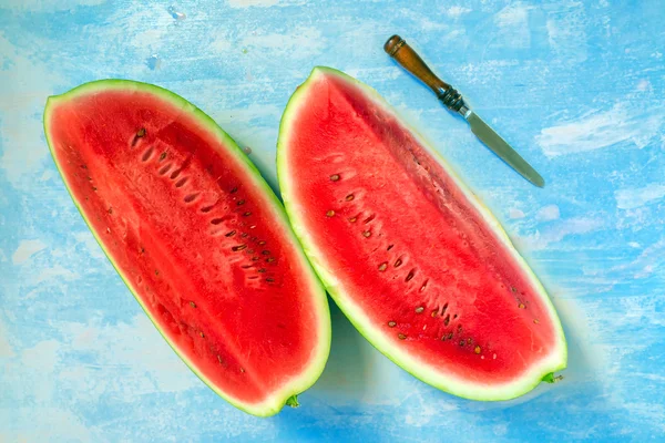 Sweet watermelon fruit slices, top view — Stock Photo, Image