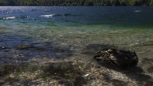 Olas del lago Bohinj en la superficie — Vídeos de Stock