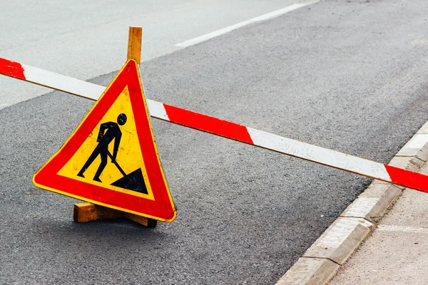 Road construction work sign — Stock Photo, Image