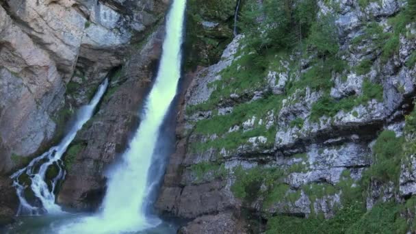 Cascada de Savica en el parque nacional esloveno Triglav — Vídeo de stock