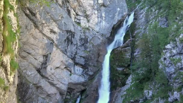 Savica waterfall in Slovenian national park Triglav — Stock Video