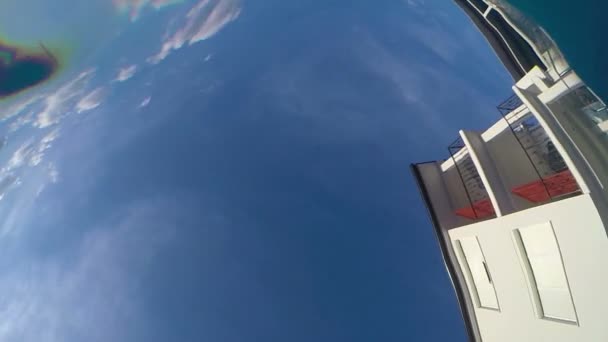 Underwater shot of building and blue sky — Stock Video