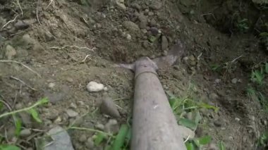 Kürek ve pov görüntüleri çakıl