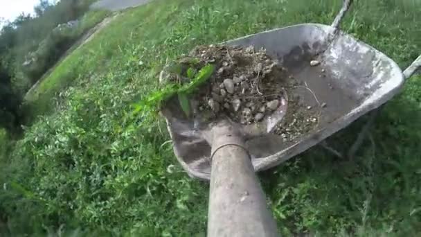 Shovel and gravel pov footage — Stock Video
