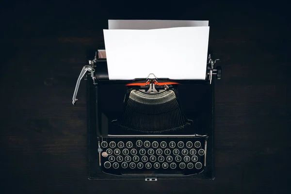 Vintage Schreibmaschine Mit Papier Attrappe Draufsicht — Stockfoto