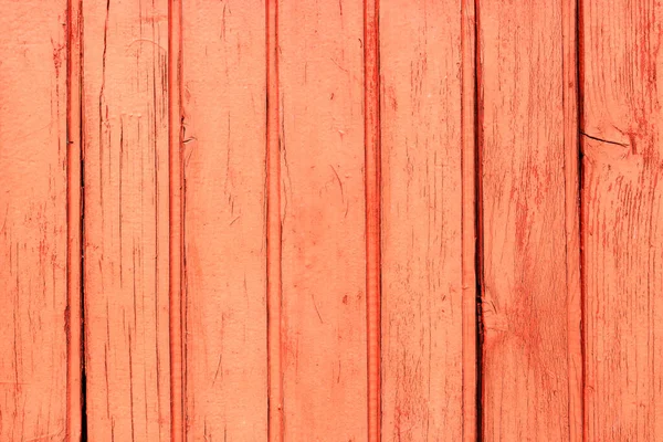 Coral Color Painted Wood Planks Background Cracks Pattern — Stock Photo, Image