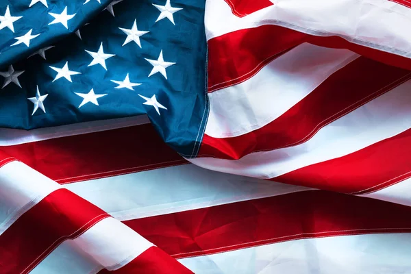 Wuivende Amerikaanse Vlag Voor Memorial Day Concept Close Van Usa — Stockfoto