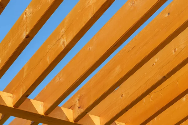 Wooden Beam Roof Truss Construction Architecture Background — ストック写真