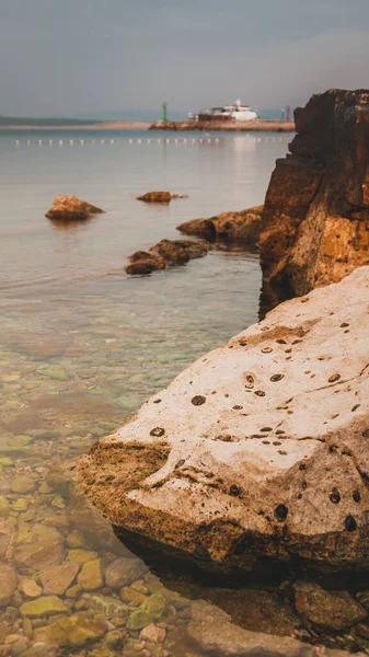 Kvarner Baai Zeegezicht Gezien Vanaf Crikvenica Kleine Stad Noordelijke Adriatische — Stockfoto