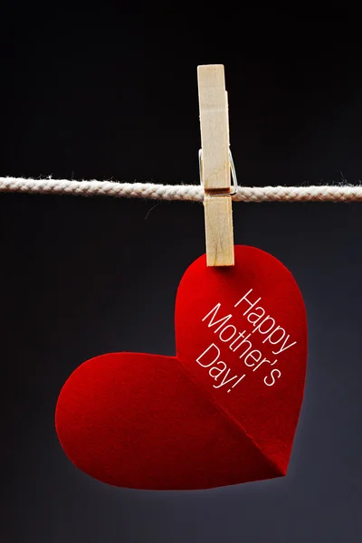 Happy Mother's Day printed on red heart — Stock Photo, Image