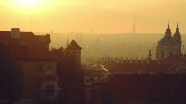 Sabahın erken saatlerinde Prag şehir, Çek Cumhuriyeti, panoramik görünüm