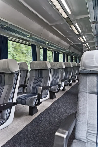 Passenger train interior with empty eats — Φωτογραφία Αρχείου