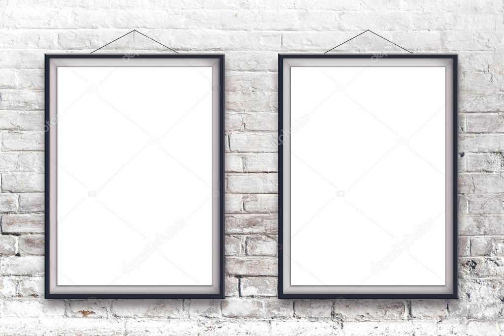 Two blank vertical paintings poster in black frame