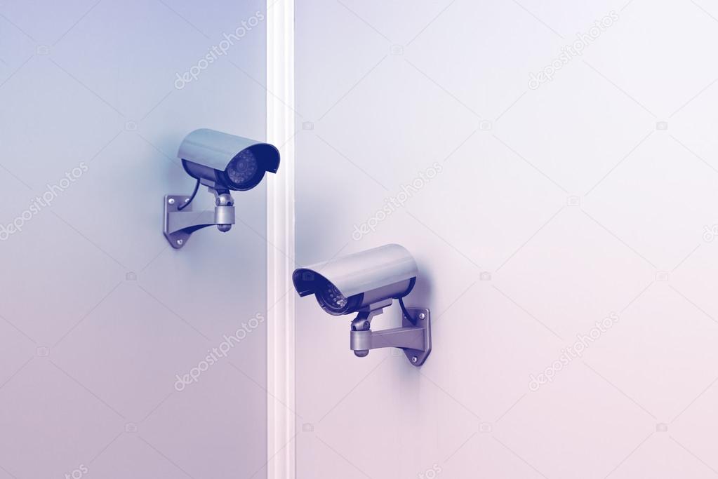 Security cameras on the wall