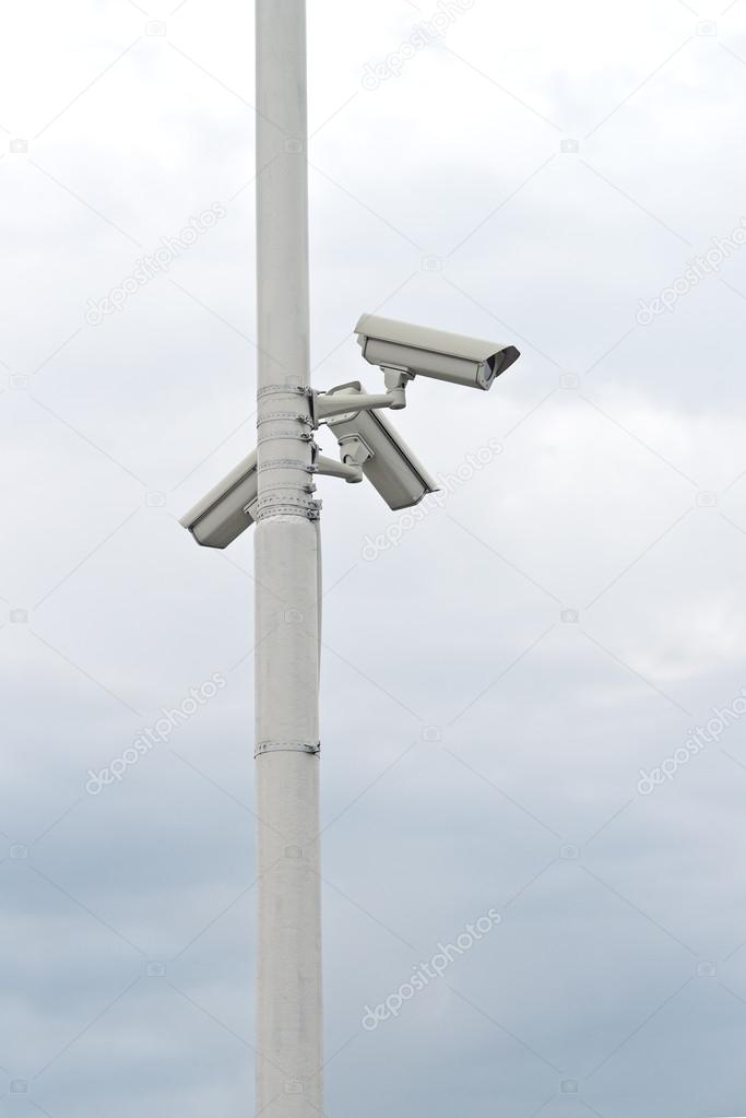 Security cameras on the post