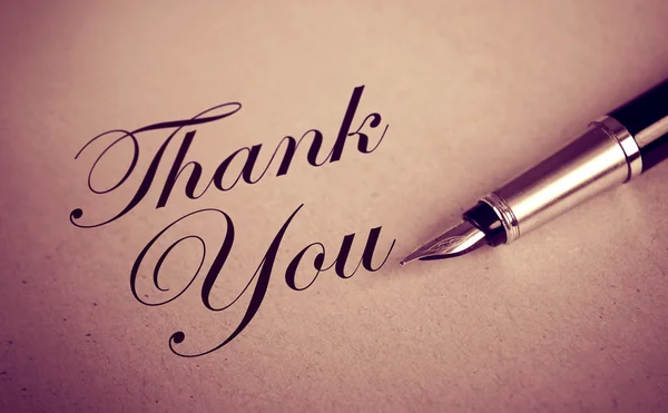 Mensagem de Foutain Pen and Thank You — Fotografia de Stock