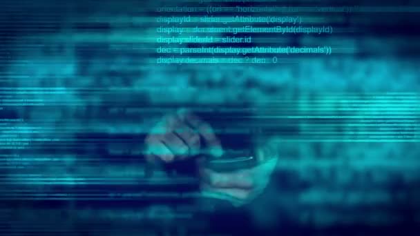 Code de programmation de script animé abstrait sur l'appareil de téléphone intelligent mobile 