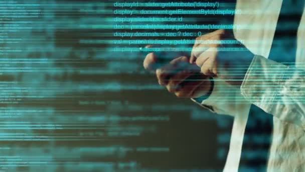 Code de programmation de script animé abstrait sur l'appareil de téléphone intelligent mobile 