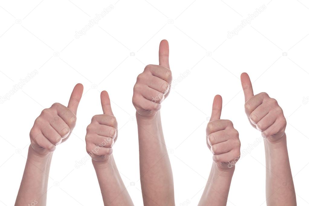 Thumbs up on white background