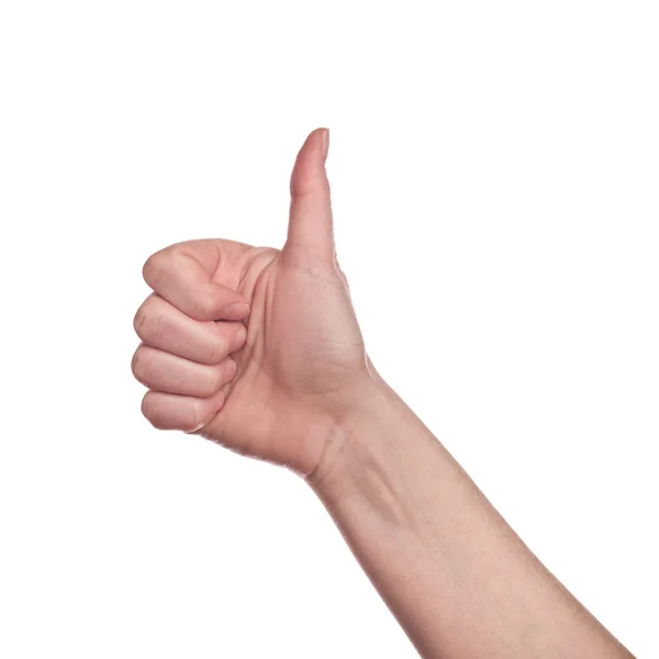 Thumb up sign on white background — Stock Photo, Image