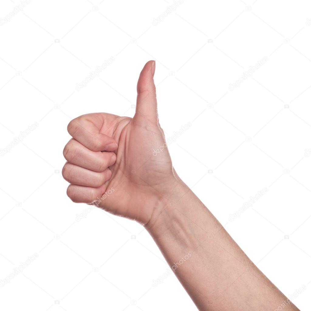 Thumb up sign on white background