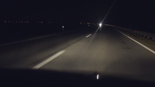 Auto nacht rijden. — Stockvideo