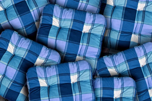 Plaid Blue Cushions — Stock Photo, Image