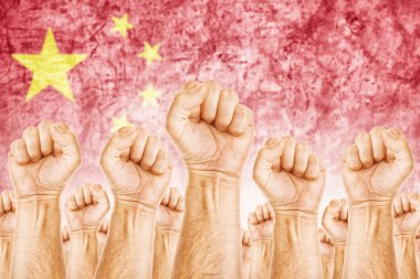 China Labor movement, workers union strike clipart
