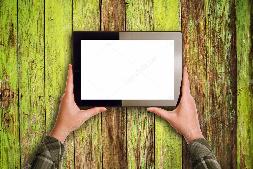 Hands Holding Digital Tablet Computer