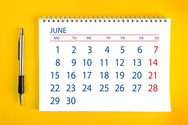 Pagina Calendario di giugno — Foto Stock