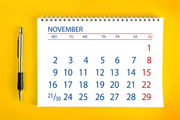 November Calendar Page — Stock Photo, Image