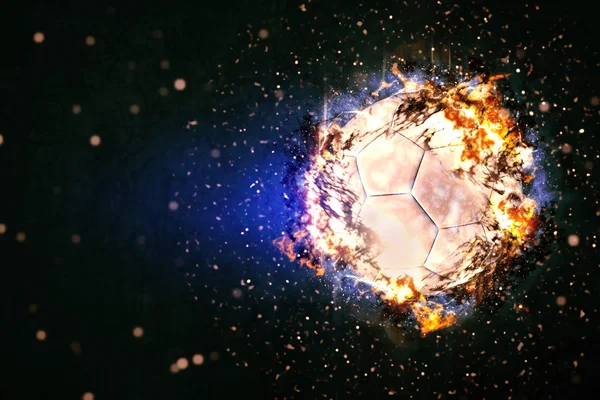 炎の中で燃えてサッカー ボール — ストック写真