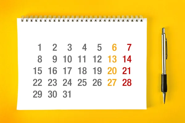 Pagina del calendario — Foto Stock