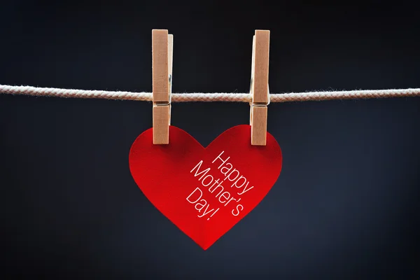 Happy Mother's Day printed on red heart — Stock Photo, Image