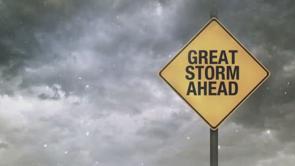 Предупреждающий знак "Великий шторм" — стоковое видео