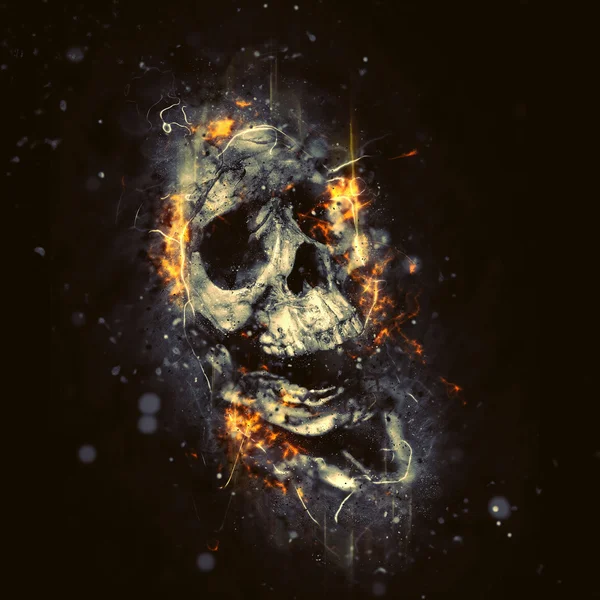 Crâne en flammes — Photo